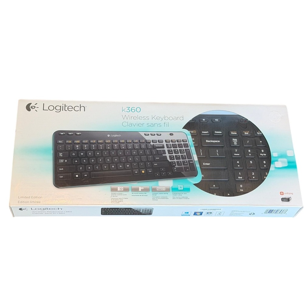 Logitech K360 Wireless Keyboard Limited Edition Black Gray Y-R0017 Unifying